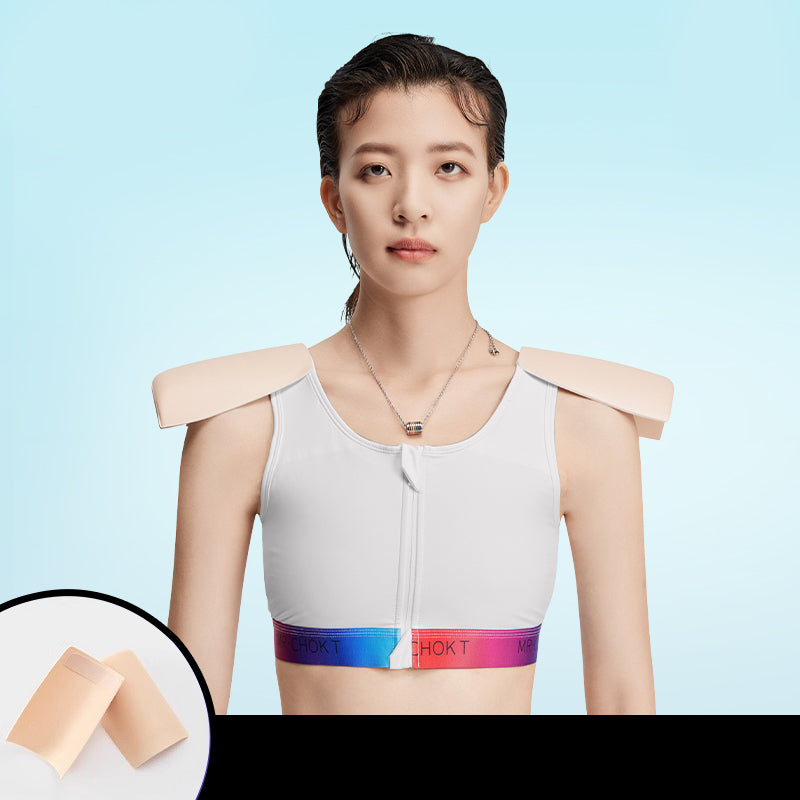 A cosplay specific binder with four types of shoulder pads